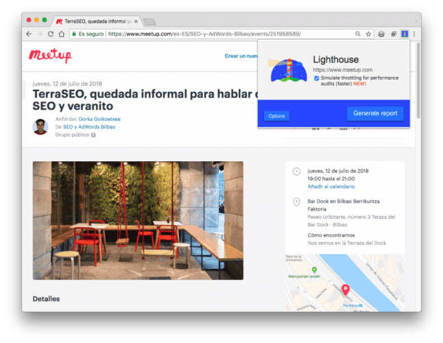 Extensión de Chrome para WPO, Auditorías SEO, Accesibilidad, PWA, Lighthouse