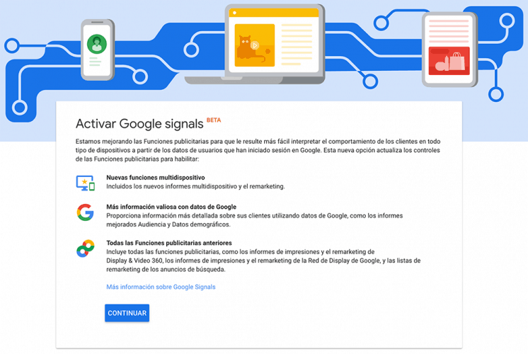 Activación de Google Signals. Analytics