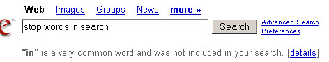 Stop Words en Google 2008